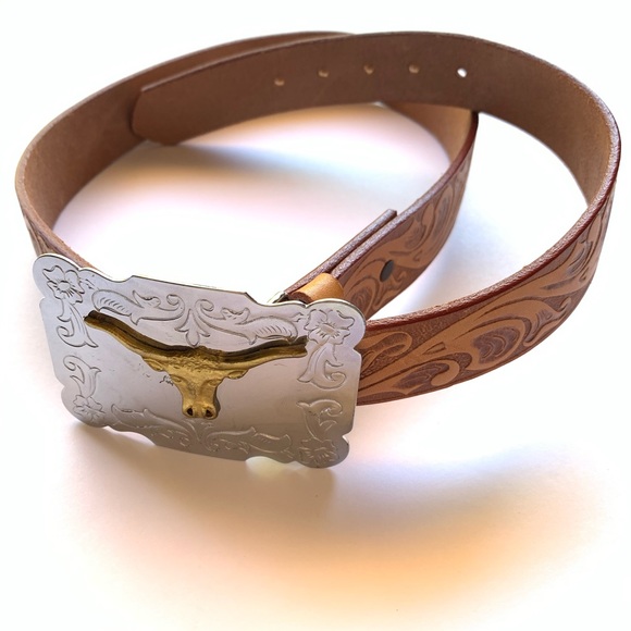 Country Western Longhorn Bull Riding Buckle Belt - Picture 4 of 8